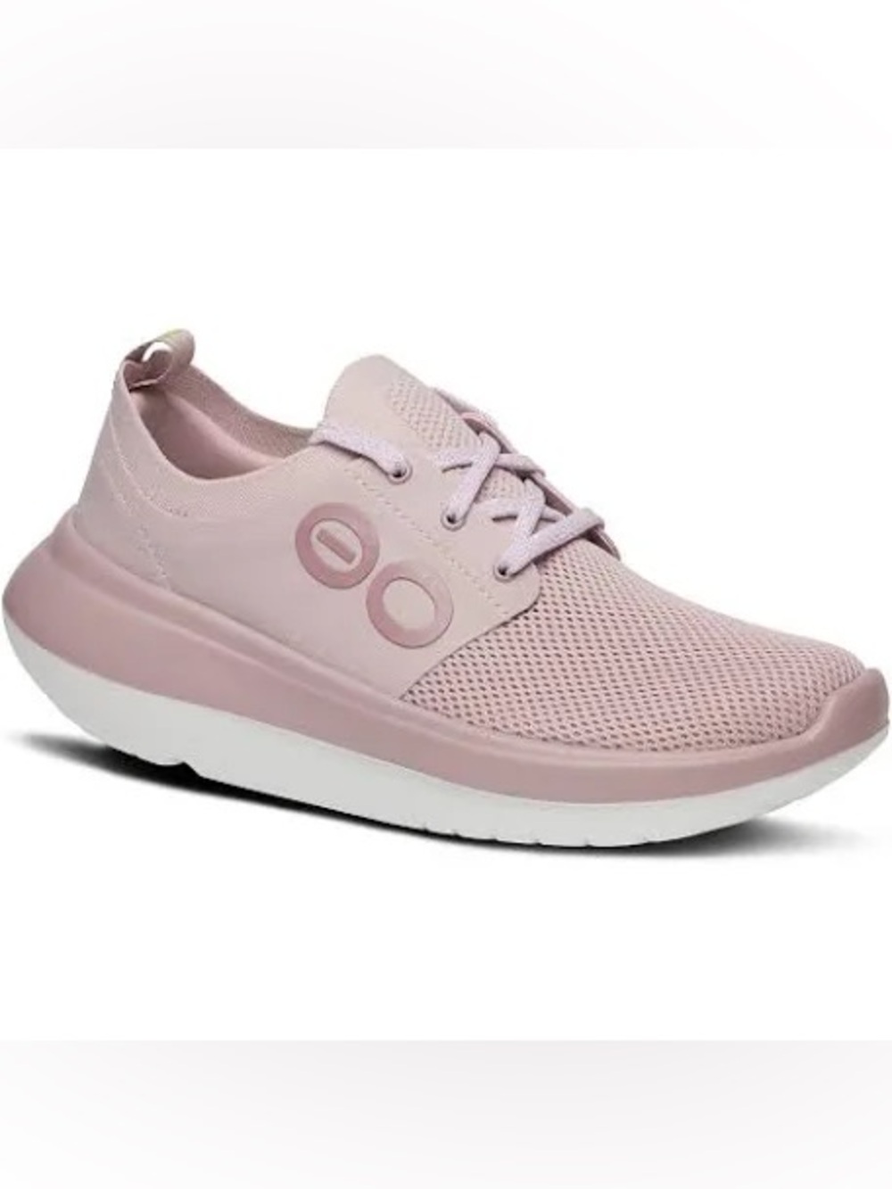 OOFOS OOmy Stride Recovery Sneakers Women Size 7 Stardust Pink Knit